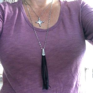 NWT Free People black tassel layered necklace